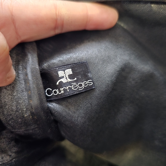 Black and Tan Courreges Toiletry Bag with Leather Trim - Picture 5 of 8